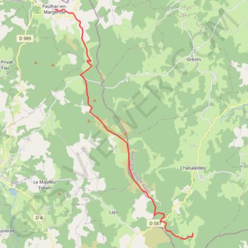 Itinéraire Traversée de la Margeride : étape du Sauvage à Paulhac-en-Margeride, distance, dénivelé, altitude, carte, profil, trace GPS