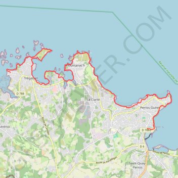 Itinéraire Sentier Côtier de Trégastel à Perros-Guirec, distance, dénivelé, altitude, carte, profil, trace GPS