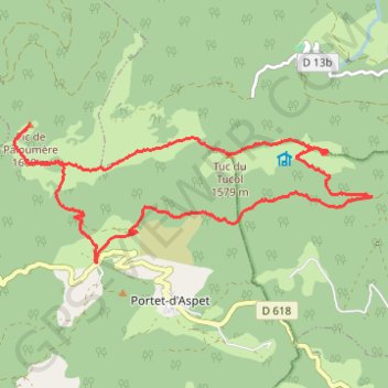 Itinéraire Crêtes de Cournudère et Pic de Paloumère, distance, dénivelé, altitude, carte, profil, trace GPS