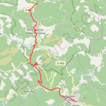Itinéraire Pont de Burgen (Saint-Etienne-Vallée-Française) - Saint-Jean-du-Gard, distance, dénivelé, altitude, carte, profil, trace GPS