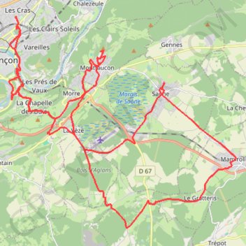 Itinéraire Dans les environs de Saône, distance, dénivelé, altitude, carte, profil, trace GPS