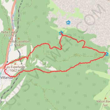 Itinéraire Villanua - Refuge de la Trapa, distance, dénivelé, altitude, carte, profil, trace GPS