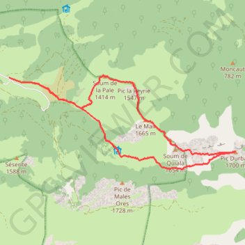 Itinéraire Pic-de-Durban-par-le-soum-de-la-Pale, distance, dénivelé, altitude, carte, profil, trace GPS