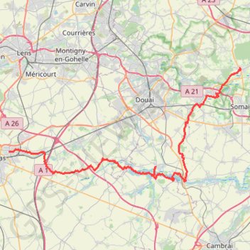 Itinéraire Saint-Laurent Blangy - Marchiennes, distance, dénivelé, altitude, carte, profil, trace GPS