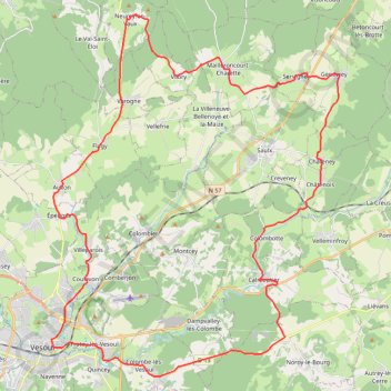Itinéraire Cyclotouristes vésuliens, distance, dénivelé, altitude, carte, profil, trace GPS