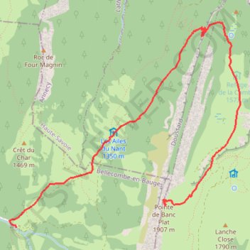 Itinéraire Pointe de Banc Plat (Montagne du Charbon), distance, dénivelé, altitude, carte, profil, trace GPS