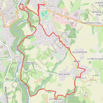Itinéraire Lanvallay - Lehon - Tressaint, distance, dénivelé, altitude, carte, profil, trace GPS