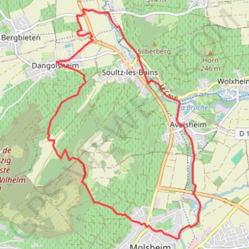Itinéraire Molsheim à Biblenhof, distance, dénivelé, altitude, carte, profil, trace GPS