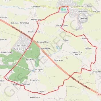 Itinéraire Saint-Yvi, distance, dénivelé, altitude, carte, profil, trace GPS