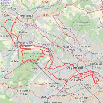 Itinéraire Randonnée d'Asnières sur Seine, distance, dénivelé, altitude, carte, profil, trace GPS