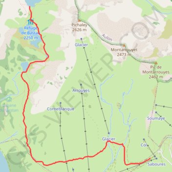 Itinéraire Lacs de Bastan depuis le col de Portet, distance, dénivelé, altitude, carte, profil, trace GPS