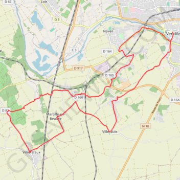Itinéraire La plaine de Marcilly-en-Beauce - Vendôme, distance, dénivelé, altitude, carte, profil, trace GPS