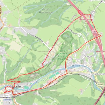 Itinéraire Aywaille - Province de Liège - Belgique, distance, dénivelé, altitude, carte, profil, trace GPS