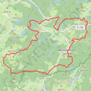 Itinéraire Beulotte Saint Laurent, distance, dénivelé, altitude, carte, profil, trace GPS