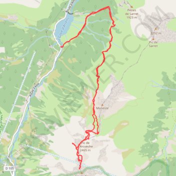 Itinéraire Soum de Bassia du Hoo : depuis le Tech par l'Arcoèche, distance, dénivelé, altitude, carte, profil, trace GPS