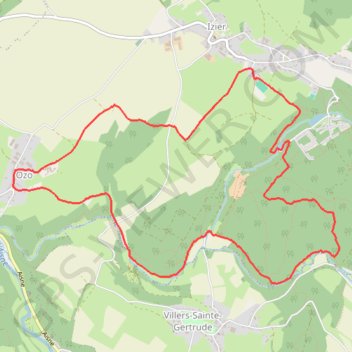 Itinéraire Izier - Province du Luxembourg - Belgique, distance, dénivelé, altitude, carte, profil, trace GPS
