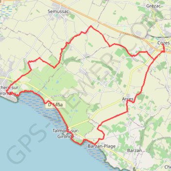 Itinéraire Barzan plage Fontenille, distance, dénivelé, altitude, carte, profil, trace GPS