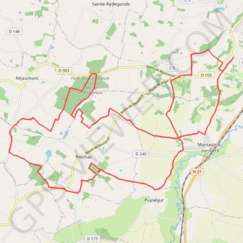 Itinéraire Vallons du Lectourois - Fleurance, distance, dénivelé, altitude, carte, profil, trace GPS