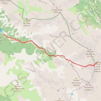 Itinéraire Pics de la Font Sancte Nord, distance, dénivelé, altitude, carte, profil, trace GPS