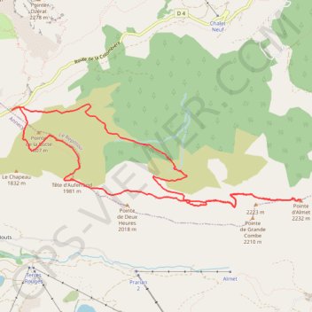 Itinéraire La Pointe d'Almet, distance, dénivelé, altitude, carte, profil, trace GPS