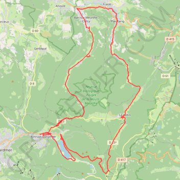 Itinéraire Longemer - Sondreville - Plainfaing - Le Collet - Lac de Longemer - Longemer, distance, dénivelé, altitude, carte, profil, trace GPS