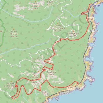 Itinéraire Traversée du Trayas au Cap Roux, distance, dénivelé, altitude, carte, profil, trace GPS
