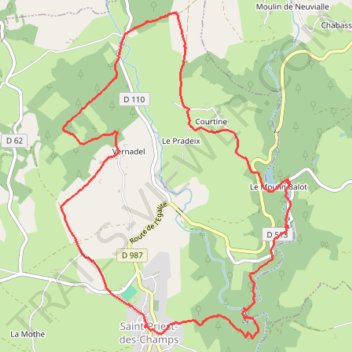 Itinéraire Saint Priest des Champs (cascade) 9.7km, distance, dénivelé, altitude, carte, profil, trace GPS