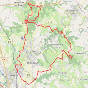 Itinéraire Veauche - Saint-Médard-en-Forez, distance, dénivelé, altitude, carte, profil, trace GPS