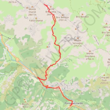 Itinéraire Vers la Roccia Brancia, distance, dénivelé, altitude, carte, profil, trace GPS