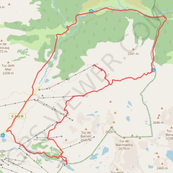 Itinéraire 2019-09-29 Orri-Baciver-Marimanha-Montgarri-Beret, distance, dénivelé, altitude, carte, profil, trace GPS