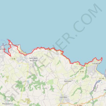 Itinéraire Côte bretonne de Locquirec au Diben, distance, dénivelé, altitude, carte, profil, trace GPS