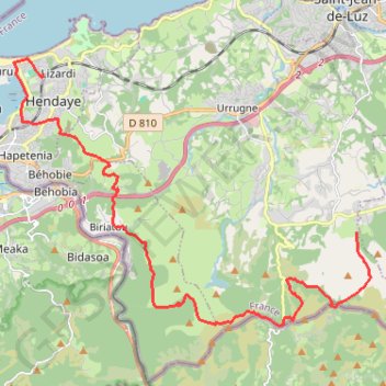 Itinéraire Hendaye - Olhette, distance, dénivelé, altitude, carte, profil, trace GPS