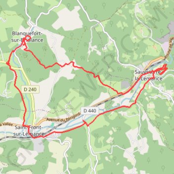 Itinéraire Boucle Briolance-Lémance, distance, dénivelé, altitude, carte, profil, trace GPS