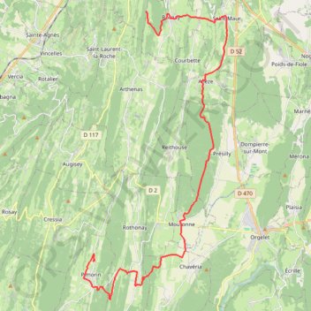 Itinéraire Geruge - Pimorin, distance, dénivelé, altitude, carte, profil, trace GPS