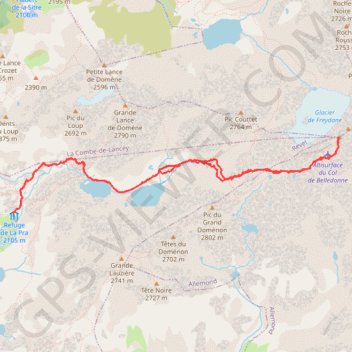Itinéraire La Pra - Croix de Belledonne - La Pra-19364952, distance, dénivelé, altitude, carte, profil, trace GPS