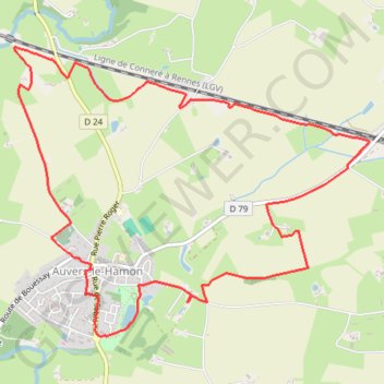 Itinéraire Auvers_Hamon9,95, distance, dénivelé, altitude, carte, profil, trace GPS