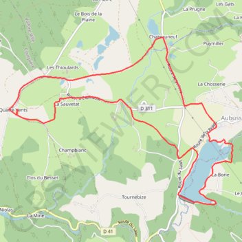 Itinéraire Tour du Lac d'Aubusson, circuit - Aubusson-d'Auvergne, distance, dénivelé, altitude, carte, profil, trace GPS