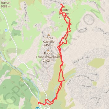 Itinéraire Monte Eighier, distance, dénivelé, altitude, carte, profil, trace GPS
