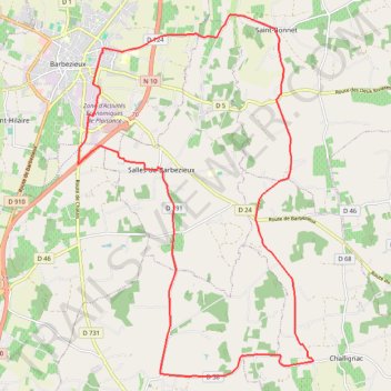 Itinéraire Boucle vélo route Barbezieux - Circuit découverte 9B, distance, dénivelé, altitude, carte, profil, trace GPS