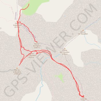 Itinéraire Cime de Pal - Tête de la Boulière - Rocher du Pigeon, distance, dénivelé, altitude, carte, profil, trace GPS