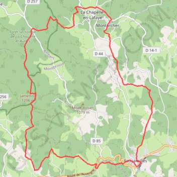 Itinéraire Estivareilles Montarcher, distance, dénivelé, altitude, carte, profil, trace GPS