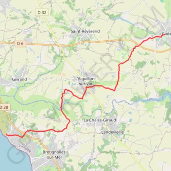 Itinéraire De Coëx à Brétignolles-sur-Mer, distance, dénivelé, altitude, carte, profil, trace GPS