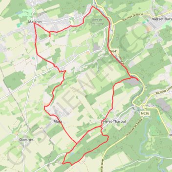 Itinéraire Marchin - Belgique, distance, dénivelé, altitude, carte, profil, trace GPS