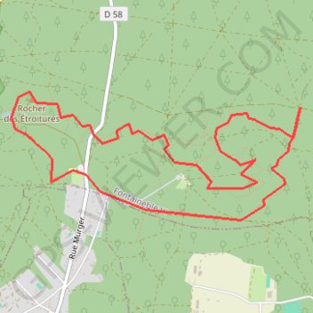 Itinéraire La Mare aux Fées - Forêt de Fontainebleau, distance, dénivelé, altitude, carte, profil, trace GPS