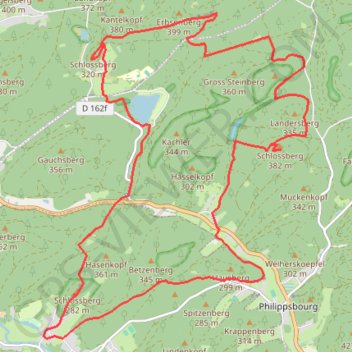 Itinéraire Les châteaux Ramstein, Falkenstein et Waldeck, distance, dénivelé, altitude, carte, profil, trace GPS
