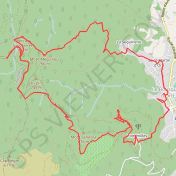 Itinéraire Monts Sénégra & Méguillou (Le Bousquet d'Orb), distance, dénivelé, altitude, carte, profil, trace GPS