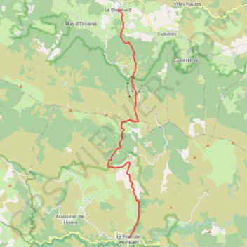 Itinéraire Chemin de Stevenson - Le Bleymard vers Le Pont-de-Montvert, distance, dénivelé, altitude, carte, profil, trace GPS