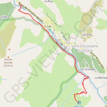 Itinéraire Tour Gourmand de Saint-Christophe-en-Oisans - Jour 1, distance, dénivelé, altitude, carte, profil, trace GPS