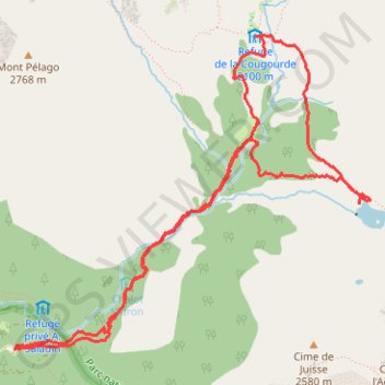 Itinéraire Lac de Trécolpas par le Refuge de Cougourde, distance, dénivelé, altitude, carte, profil, trace GPS