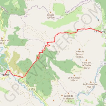 Itinéraire Trigance le bourguet, distance, dénivelé, altitude, carte, profil, trace GPS